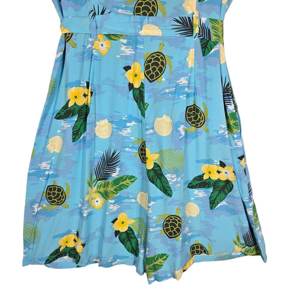 ModCloth Collectif Mimma Romper 10 NEW Tropical Turtles Blue Hawaiian Playsuit - Picture 10 of 11